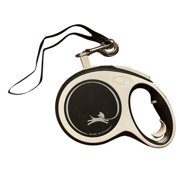 Flexi L Retractable Dog Leash Tape 8m/26 ft Up to 110 lbs Black White Germany - Picture 2 of 4